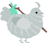 A silver chicken with a bar pattern