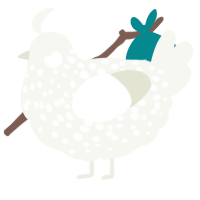 A white chicken with a speckle pattern