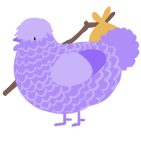 A lilac chicken with a lace pattern