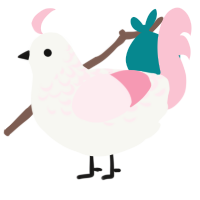 A white and rose chicken with a half-lace pattern