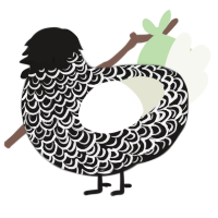 A sable and white chicken with a double-lace pattern