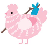 A rose chicken with a bar pattern