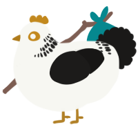 A white and sable chicken with a neck-band pattern