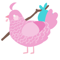 A pink chicken with a lace pattern