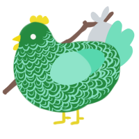 A viridian and mint chicken with a double-lace pattern