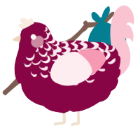 A maroon and rose chicken with a half-lace pattern