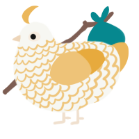 A white and honey chicken with a lace pattern