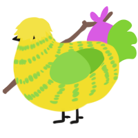 Radiation Poisoning, a yellow and grass chicken with a bar pattern