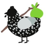 A black and silver chicken with a speckle pattern