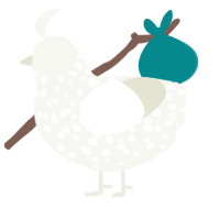 A white chicken with a speckle pattern