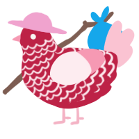 A crimson and rose chicken with a lace pattern