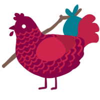 A maroon and crimson chicken with a lace pattern