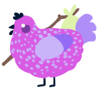 A orchid and lilac chicken with a speckle pattern