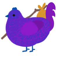 A indigo and violet chicken with a double-lace pattern