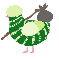 A leaf and apple chicken with a bar pattern