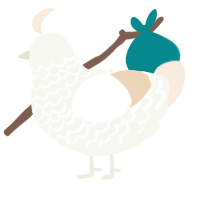 A white and cream chicken with a lace pattern
