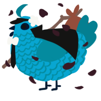 A cerulean and sea chicken with a lace pattern