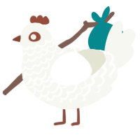 A white chicken with a lace pattern
