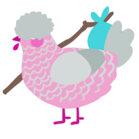A pink and silver chicken with a lace pattern