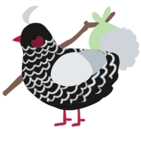 A sable and mist chicken with a lace pattern