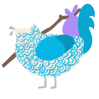A cream and cerulean chicken with a double-lace pattern