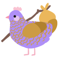 A lilac and gold chicken with a lace pattern