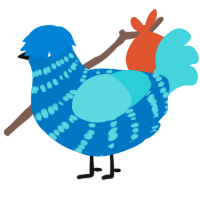 A sapphire and aqua chicken with a bar pattern