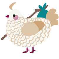 A white and beige chicken with a lace pattern