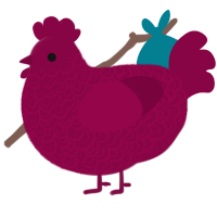 A maroon chicken with a double-lace pattern