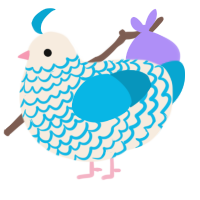 A cream and cerulean chicken with a lace pattern