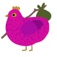 Tako Luka, a fuchsia and plum chicken with a speckle pattern