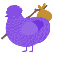A blurple chicken with a lace pattern