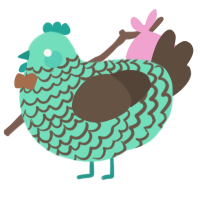 A mint and bark chicken with a lace pattern