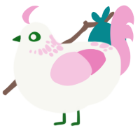 Sakura, a white and pink chicken with a neck-speckle pattern