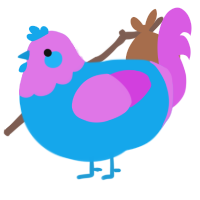 A sky and orchid chicken with a head pattern