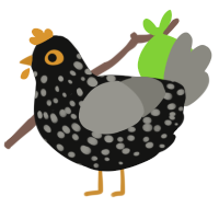 A black and ash chicken with a speckle pattern
