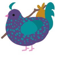 A overcast and teal chicken with a speckle pattern