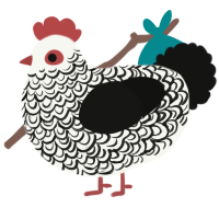 A white and black chicken with a double-lace pattern