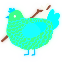 A spring and aqua chicken with a lace pattern