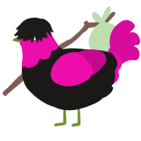 (unnamed), a sable and fuchsia chicken with a head pattern
