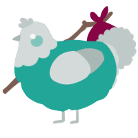 A turquoise and silver chicken with a head pattern