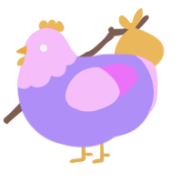 A lilac and lavender chicken with a head pattern