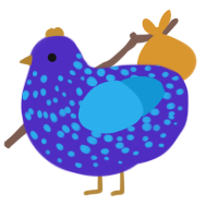 A indigo and sky chicken with a speckle pattern