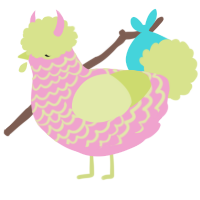 A pink and lemon chicken with a lace pattern