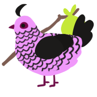 A lavender and sable chicken with a lace pattern
