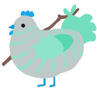 A silver and mint chicken with a bar pattern