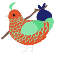 A vermilion and spring chicken with a lace pattern
