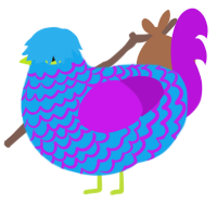A sky and amethyst chicken with a lace pattern