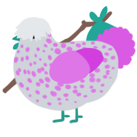 A mist and orchid chicken with a speckle pattern