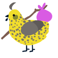 A yellow and grey chicken with a speckle pattern